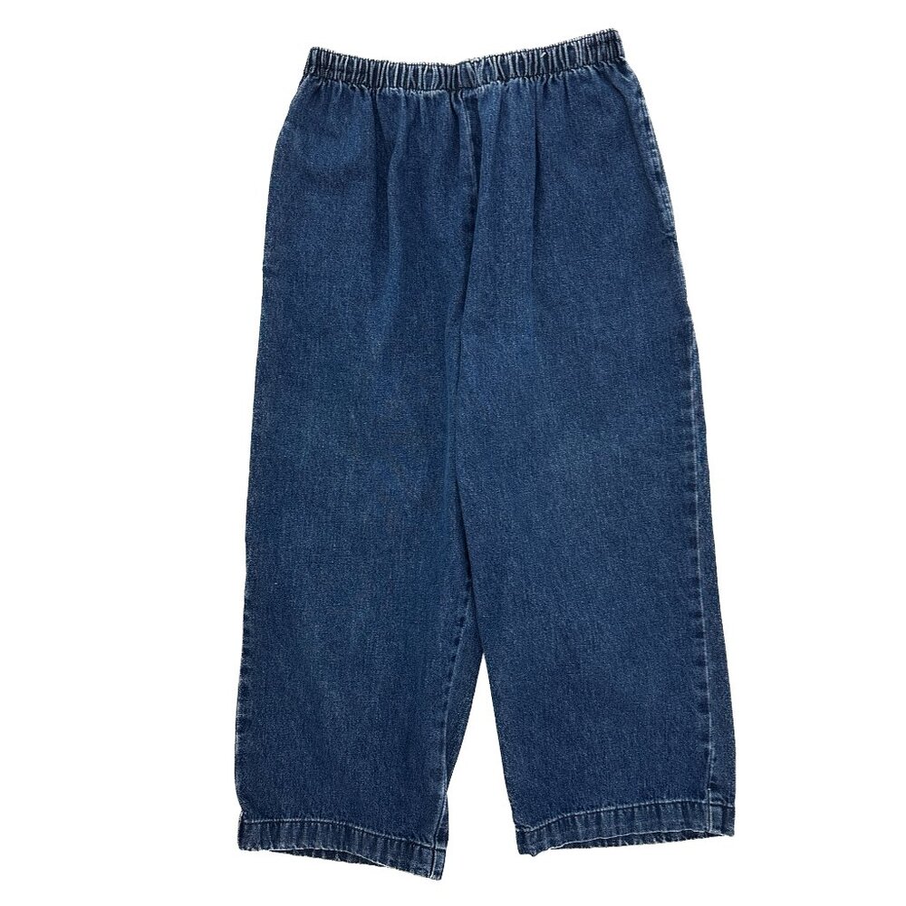 Bristol Blues Pull On Elastic Waist Capri Women's size 10P Dark Blue Denim Jeans